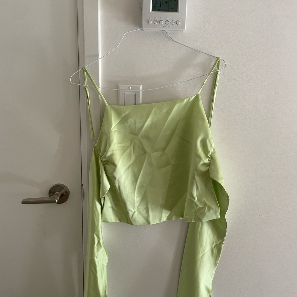 Zara Satin Green Women's Top